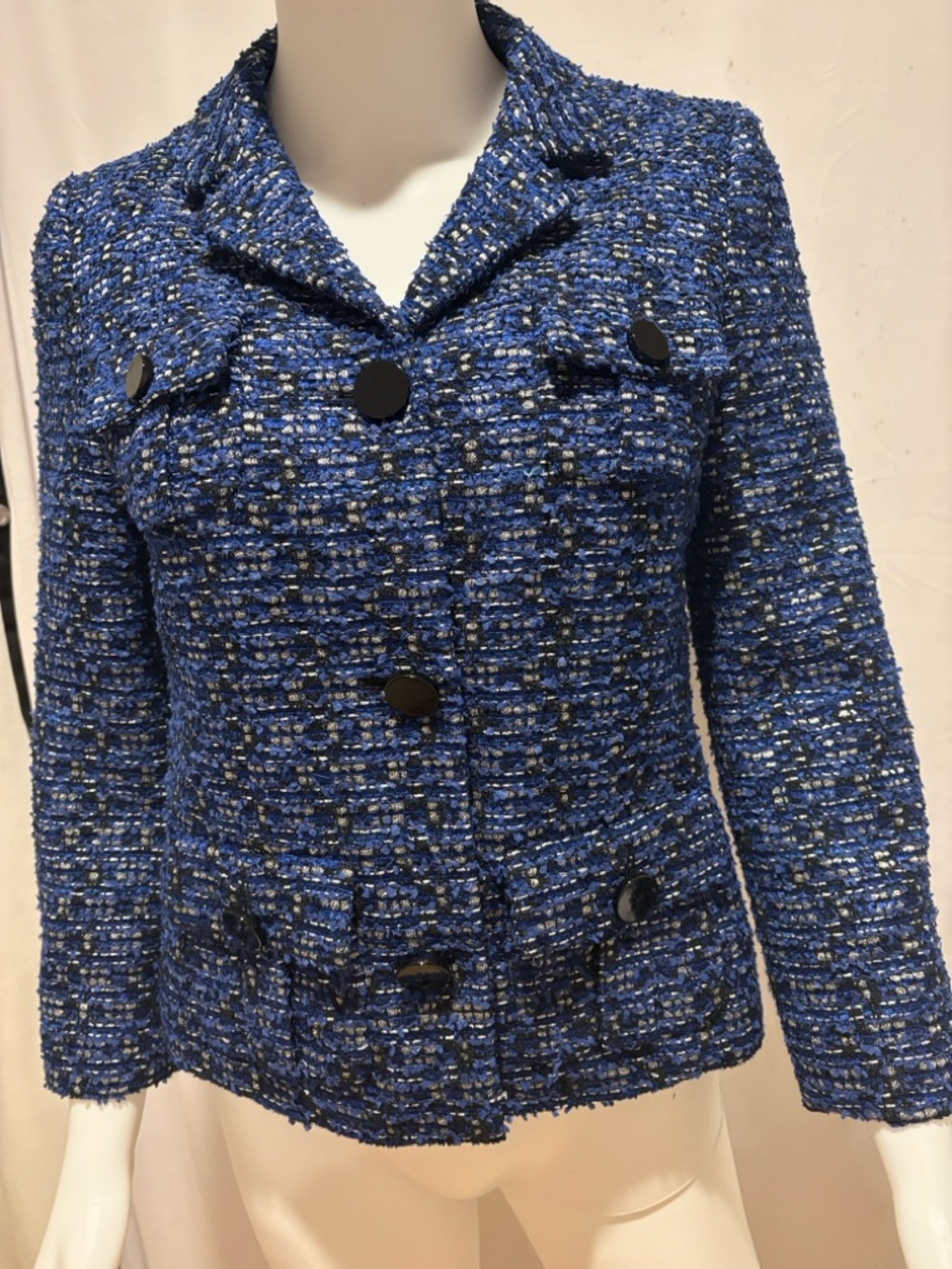kate spade Blue Tweed Button-Front Blazer